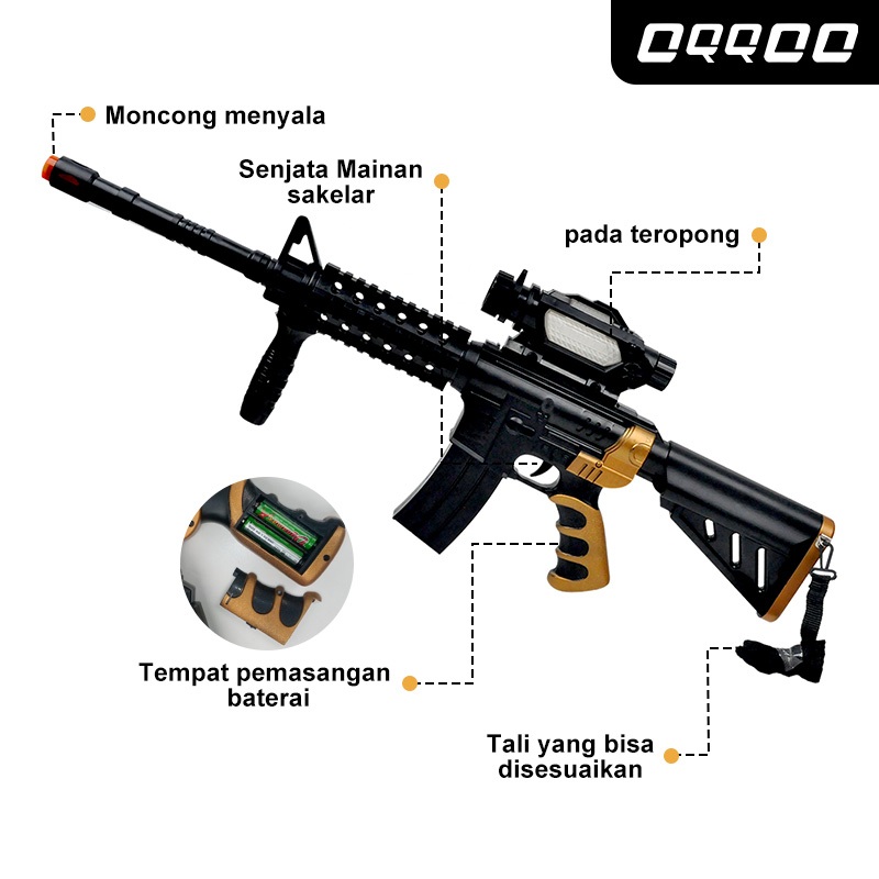 Mainan Anak Battle Ground Laki Laki Pistol Tembak Tembakan Senapan Kokang Rifle Besar Toy Gun Lampu 
