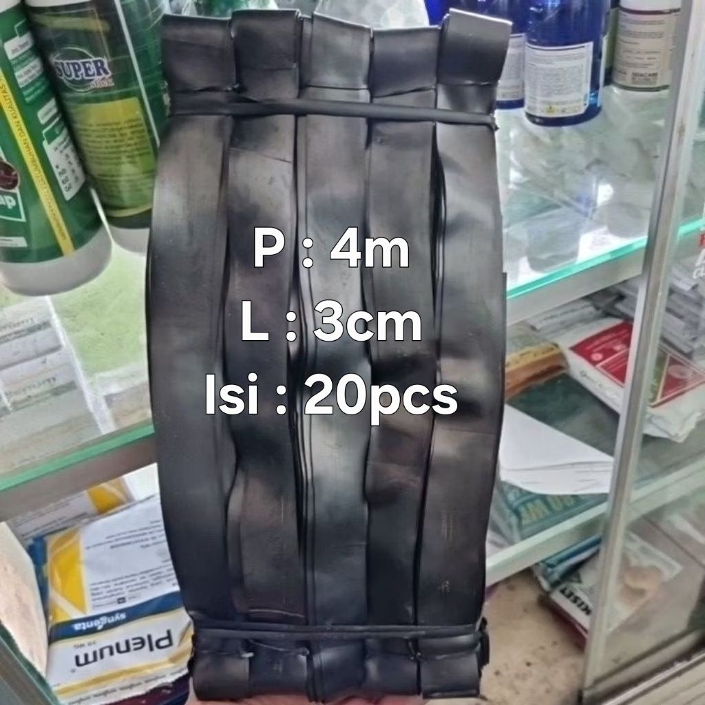 

Tali Karet Paket Kodian isi 20pcs Panjang 4meter Lebar 3cm Pengikat Barang Serba Guna