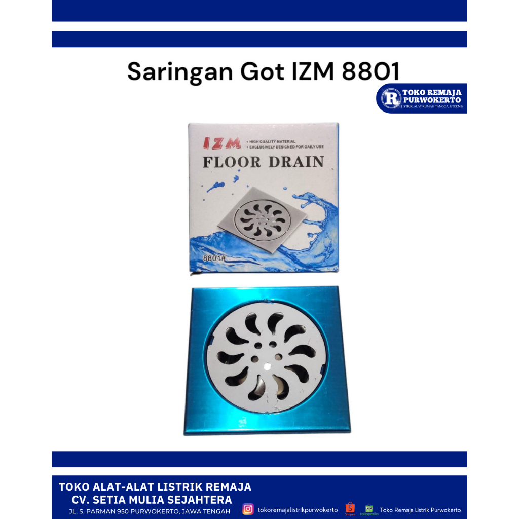 Saringan Air Lantai Kamar Mandi Floor Drain / Saringan Got Kamar Mandi Stainless IZM 8801