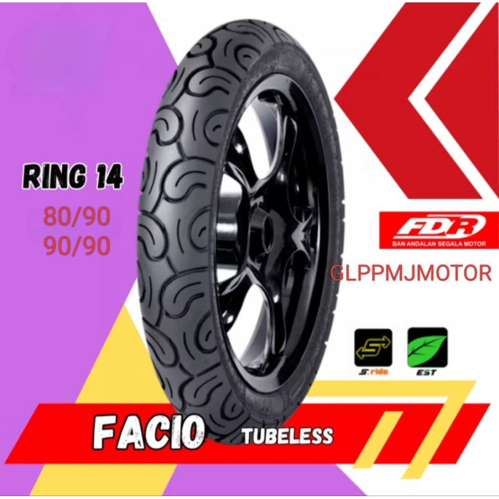 Ban Depan Belakang FDR Facio 80/90-14 90/90-14 Tubeless Tube Type Motor Matic Vario Beat Mio Scoopy 