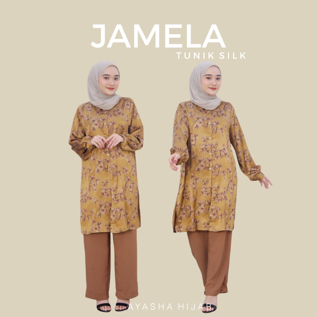 Ayasha - Tunik Silk Motif Premium LD 114 Wanita Terbaru | Muslim Busui | Armani Silky