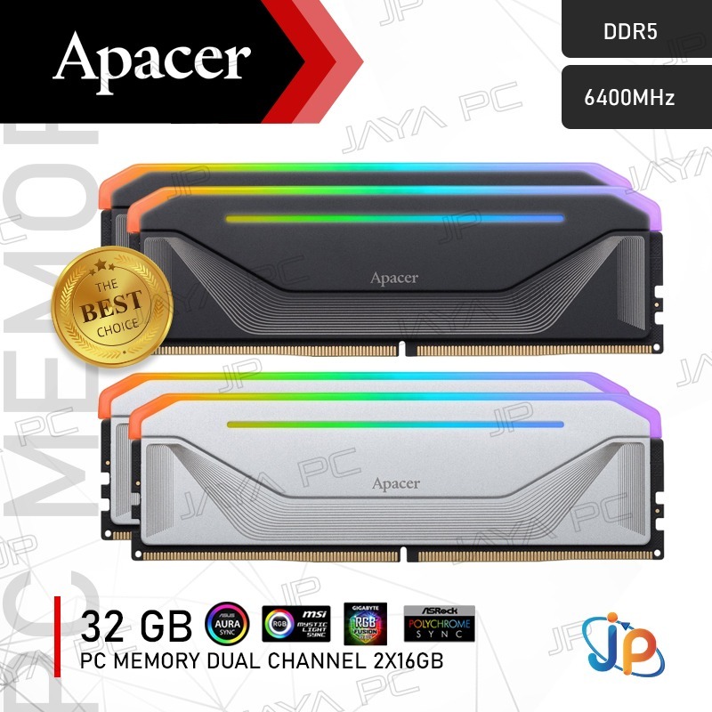 Memory Apacer NOX RGB DDR5 PC51200 6400Mhz 32GB 2x16GB Ram