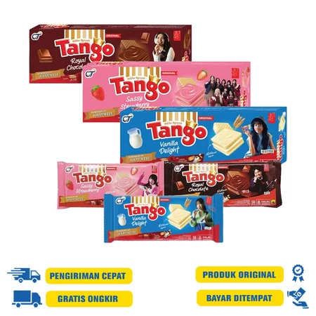 

Tango wafer renyah Panjang Pouch sachet Rasa vanila delight coklat royal chocolate strawbery hajatan souvenir snack murah