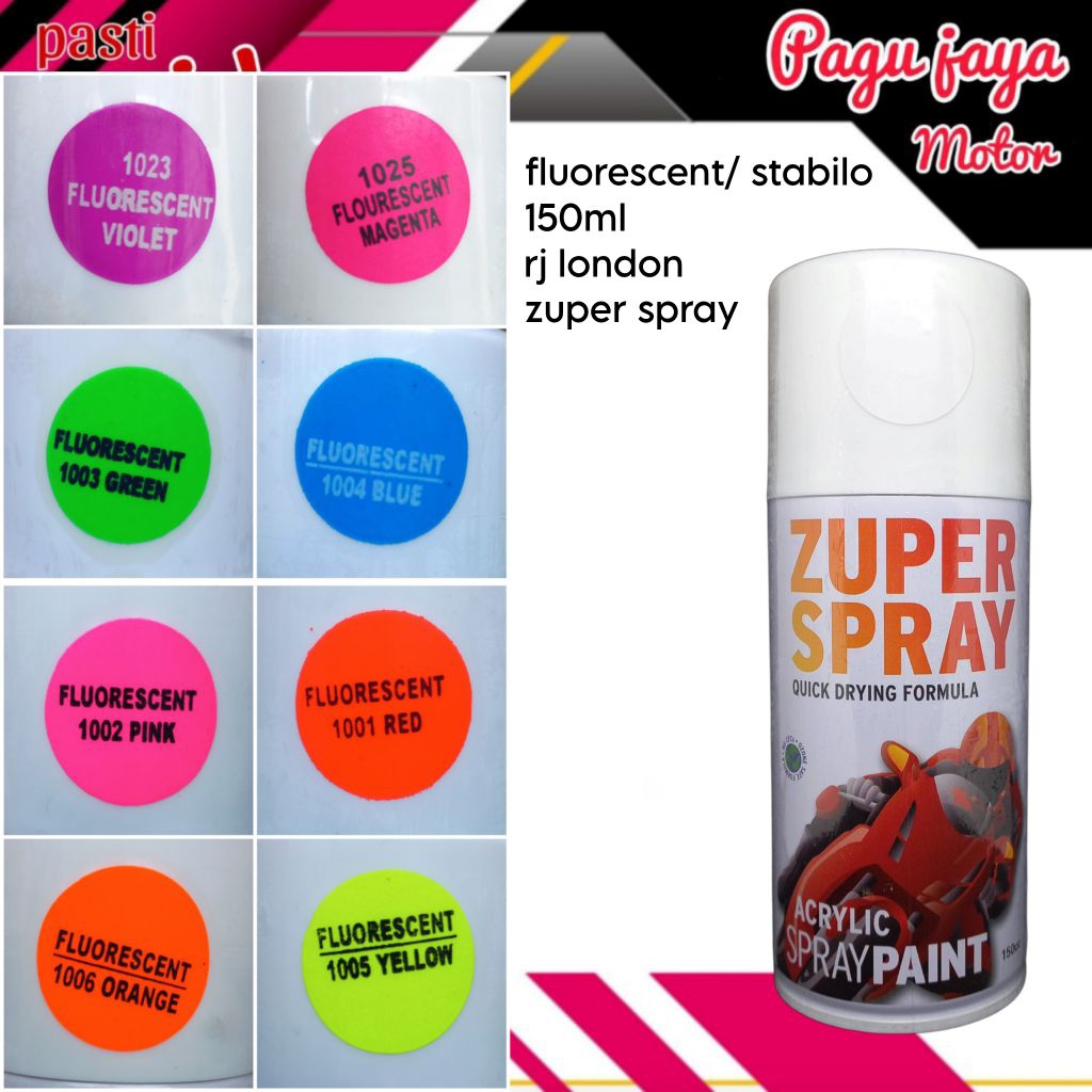 Pilok pilox 150cc semua warna stabilo fluorescent merah red pink hijau green blue biru kuning yellow