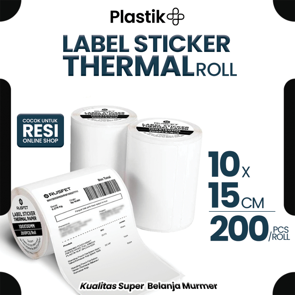 

Kertas Termal Label Sticker Paper Thermal Printer Resi 10x15cm - 200pcs Per Roll