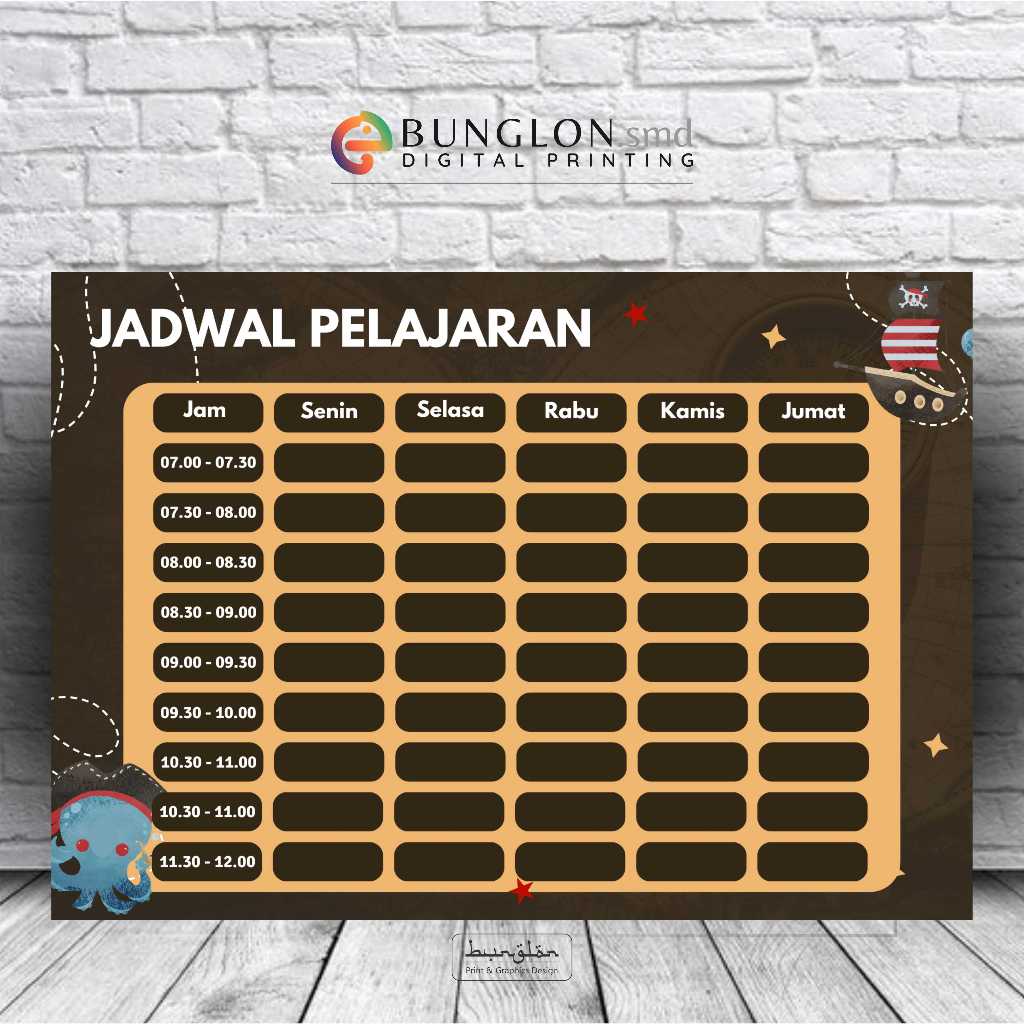 

Poster Jadwal Pelajaran Model kuning Coklat