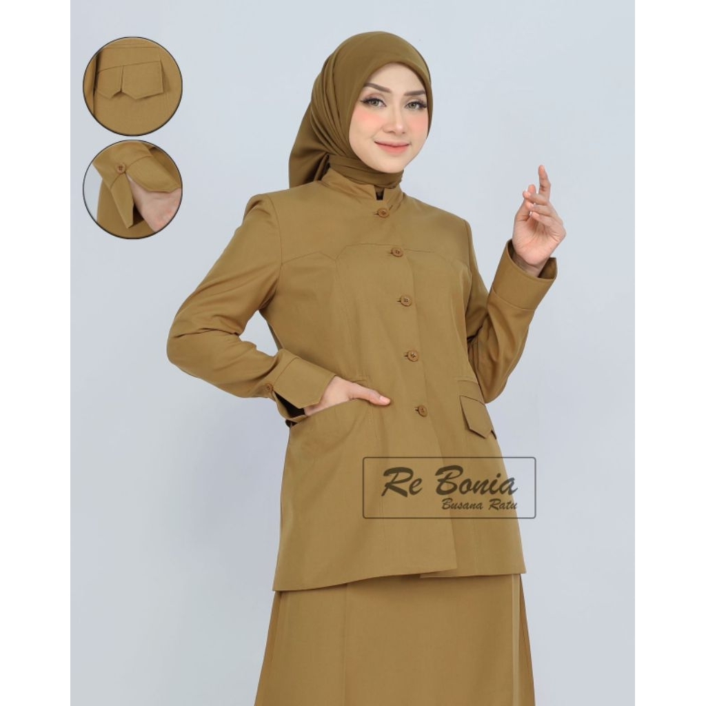 BLEZER RE BONIA BAJU DINAS ASN KHAKI MUDA KANTOR DAN GURU