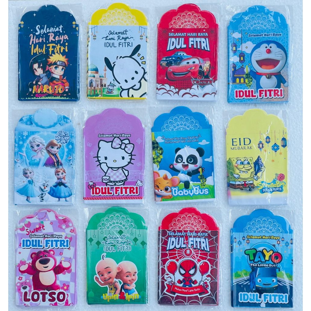 

(100 PCS) AMPLOP LEBARAN 2026 MOTIF KARTUN UKURAN MEDIUM BAHAN ART PAPER GLOSSY TERBARU
