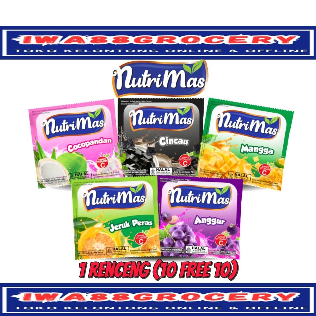 

Nutrimas minuman serbuk rasa buah 1 renceng (10+10)