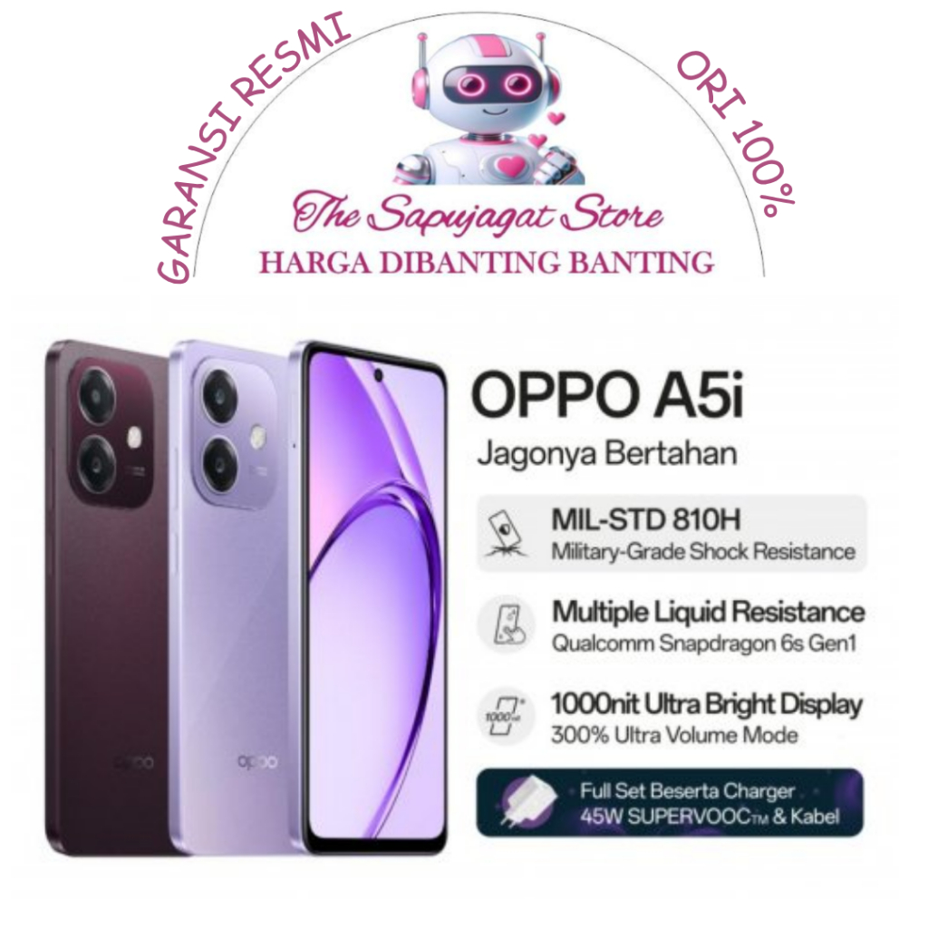 Oppo A5i 4/64 4/128 New Garansi Resmi Promo Bandung