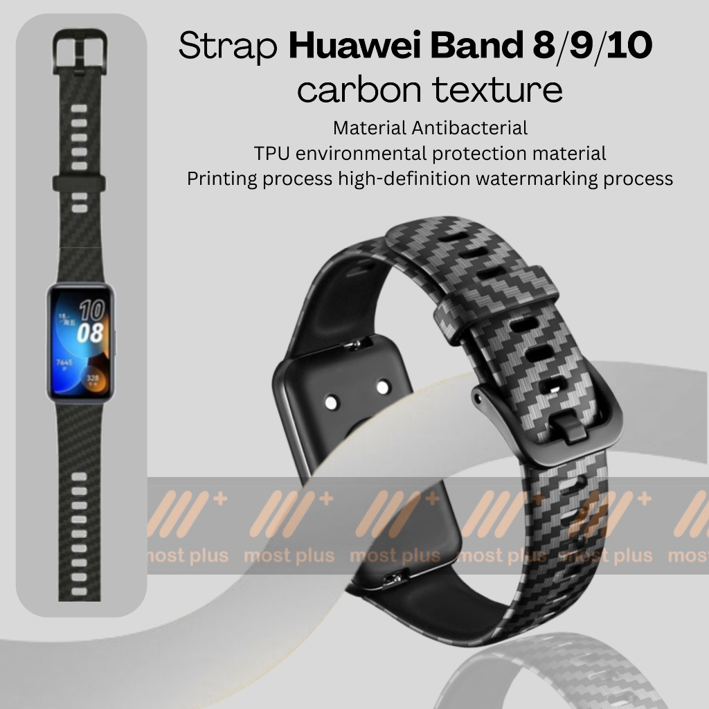 STRAP TALI JAM HUAWEI BAND 8/9/10 CARBON FIBER STRAP SMARTWATCH HUAWEI BAND 8/9/10 HUAWEI BAND 8/9/1