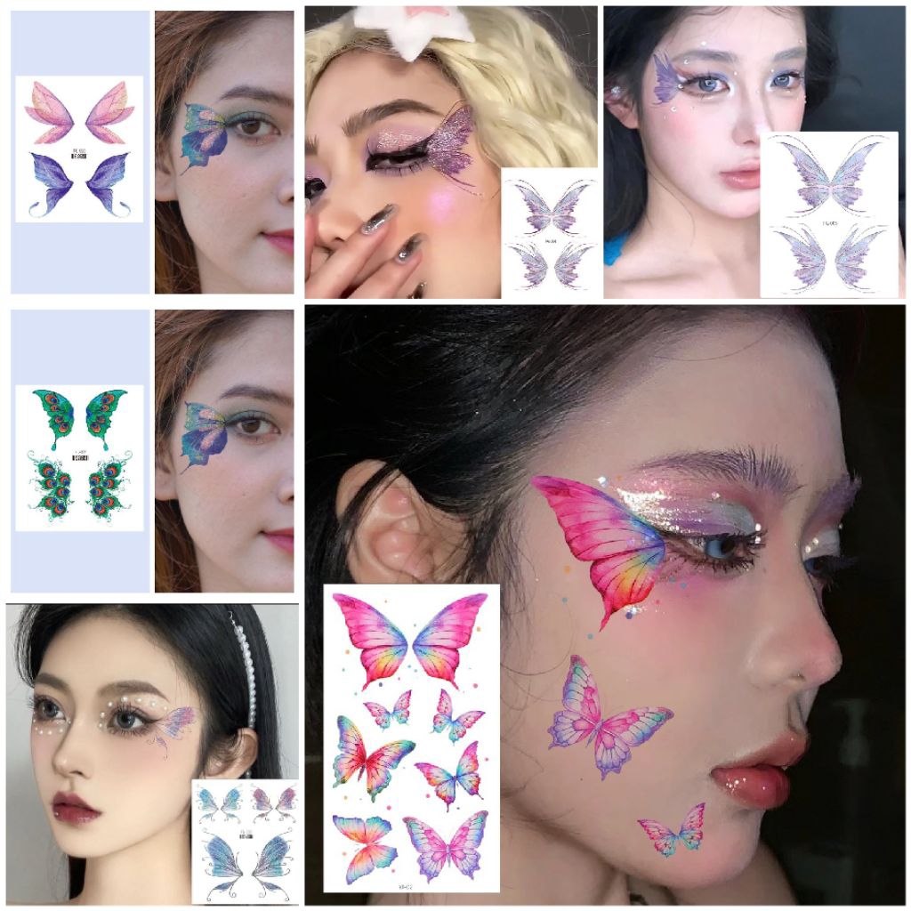 Tatto Temporary 3D UV Florescent Aethestic/Metallic Butterfly