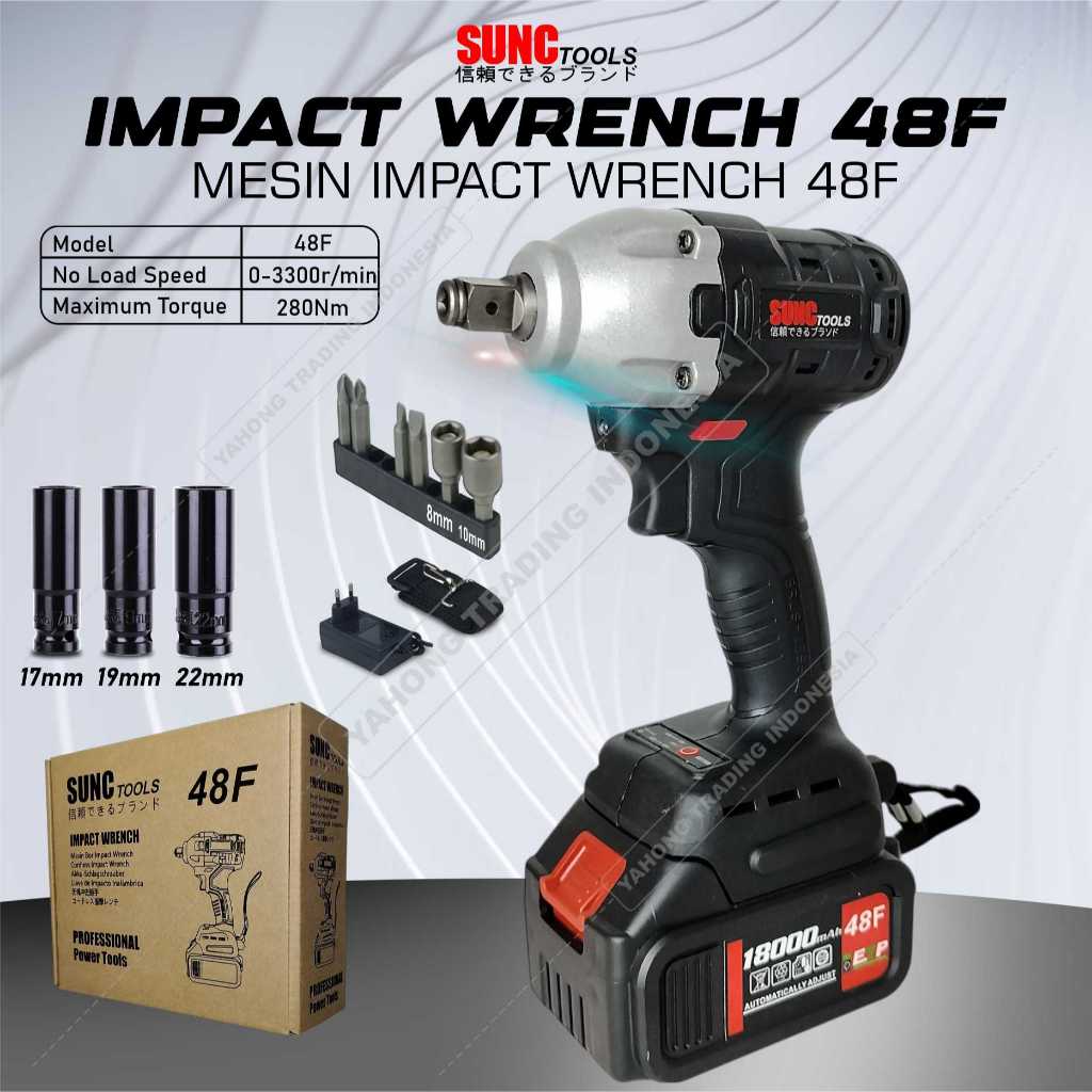 Mesin Impact Wrench Impact Baterai Cordless 48F SUNC TOOLS
