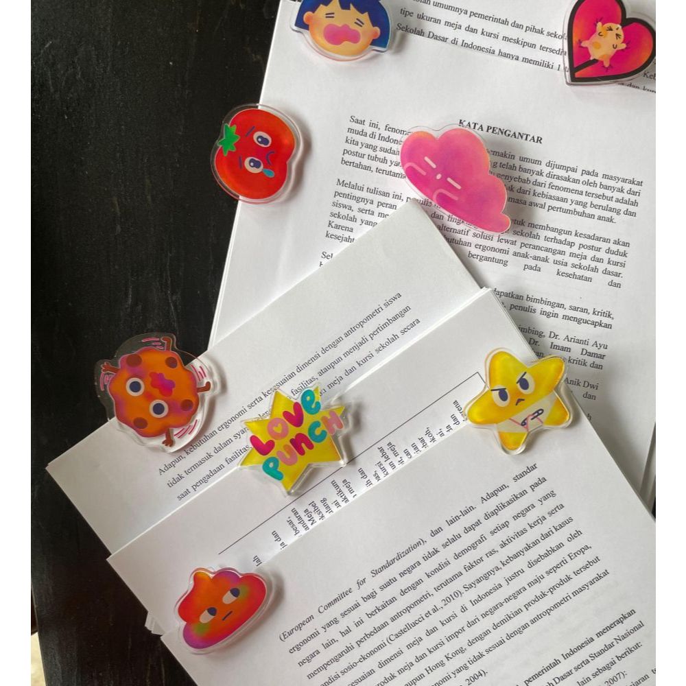 

SHARKDUCK Random Cuties Acrylic Paper Clip / Bookmark / Penjepit Kertas Gambar Lucu