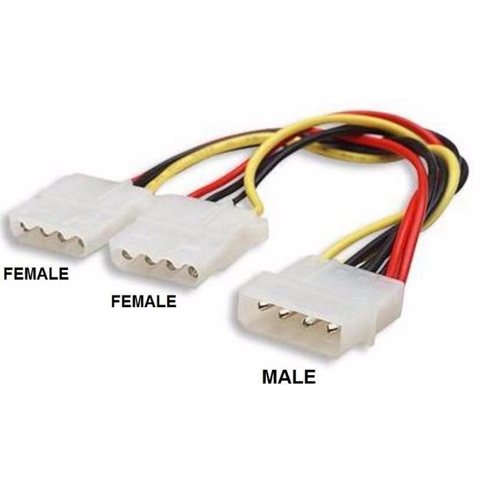 KABEL MOLEX CABANG 4PIN VGA /KABEL 4 PIN MOLEX MALE TO 2 MOLEX FEMALE SPLITTER CABANG
