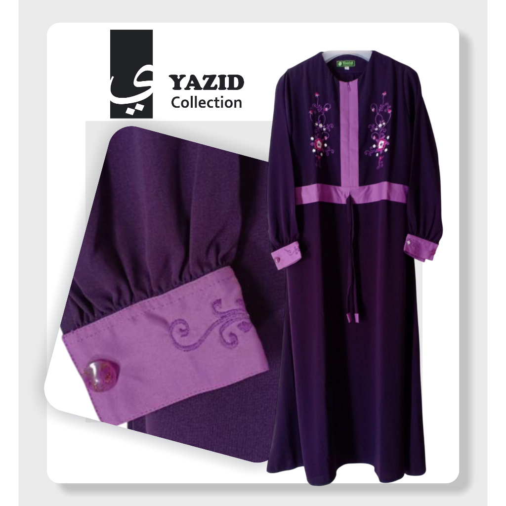 Jubah Akhwat Bordir Menset (jubah, jilbab, cadar tali)