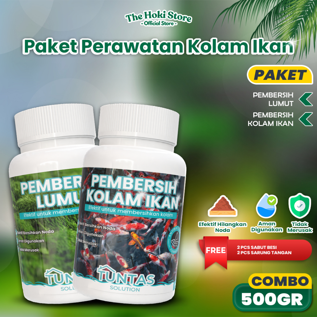 Perawatan Kolam Ikan Penghilang Noda Jamur Pembersih Lumut Kolam Ikan Anti Bakteri 500g