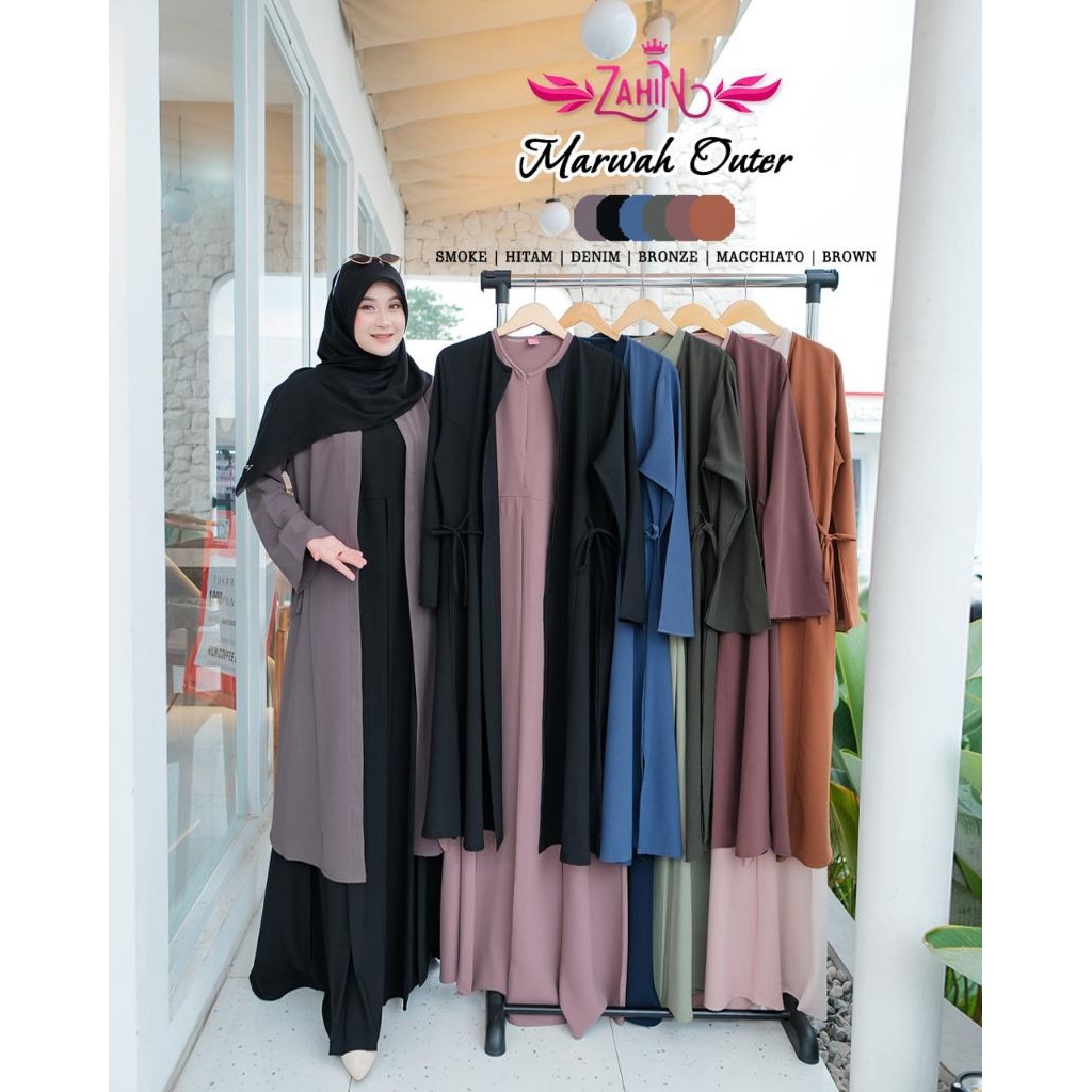 MARWAH Gamis Set Outer Bahan Sabrina ORI by Zahin// Marwah Set Outher by Zahin// Gamis Set Outter Za
