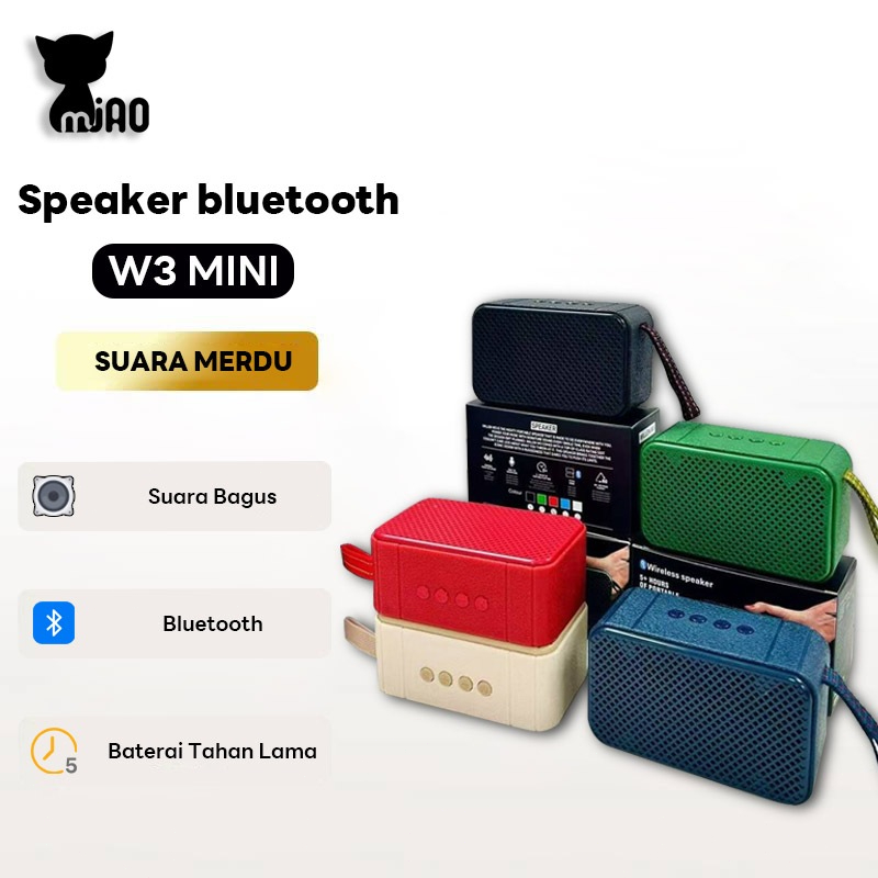 Speaker Bluetooth W3 Mini Super Bass Koneksi Wireless Spiker Bluetooth Desain Portabel
