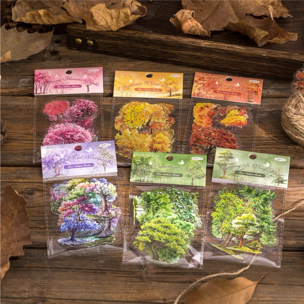 

[HARU] Tree Nature SeriesSticker Pack PET Material Sticker Pack Stickers Dekorasi Binder Scrapbook Jurnal Stiker DIY Stiker Vintage