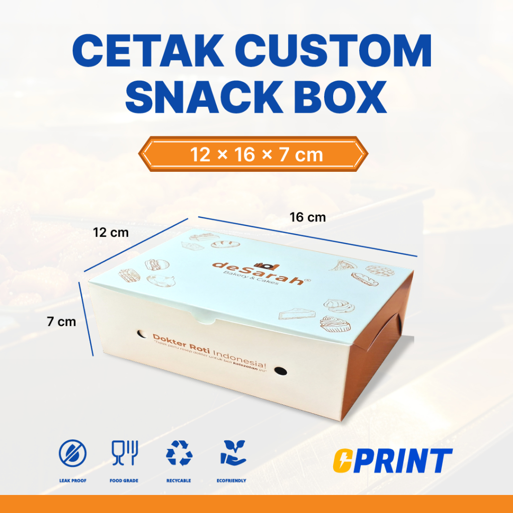 

Packaging Snack Box Custom Full Colour - Bahan Ivory 290gr Uk 12x16x7 Min Order 1000Pcs