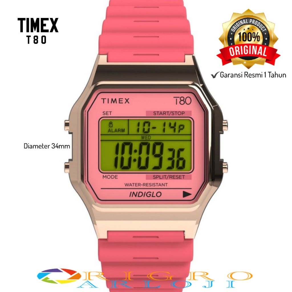 Jam Tangan Digital Unisex TIMEX TW2W44000Z8 - Timex T80 Resin Strap