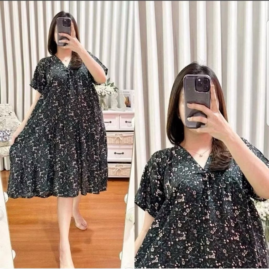 Amina Dress Daster Viral Daster Kekininan Pendek Motif Nyaman Busui Frendly SexDres Rayon Dress wani