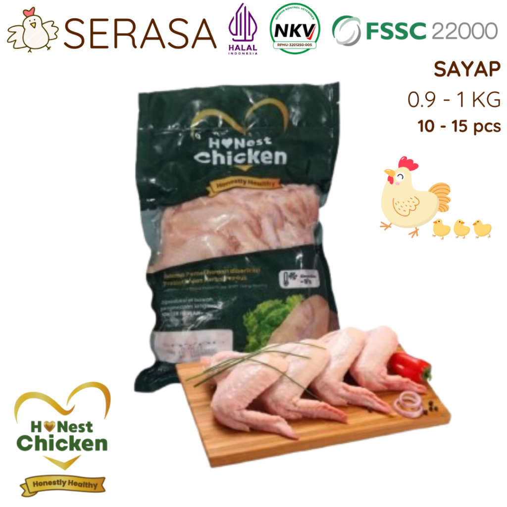 

HONEST CHICKEN DAGING AYAM PROBIOTIK AYAM SAYAP HALAL NKV 900 GR - 1000 GR