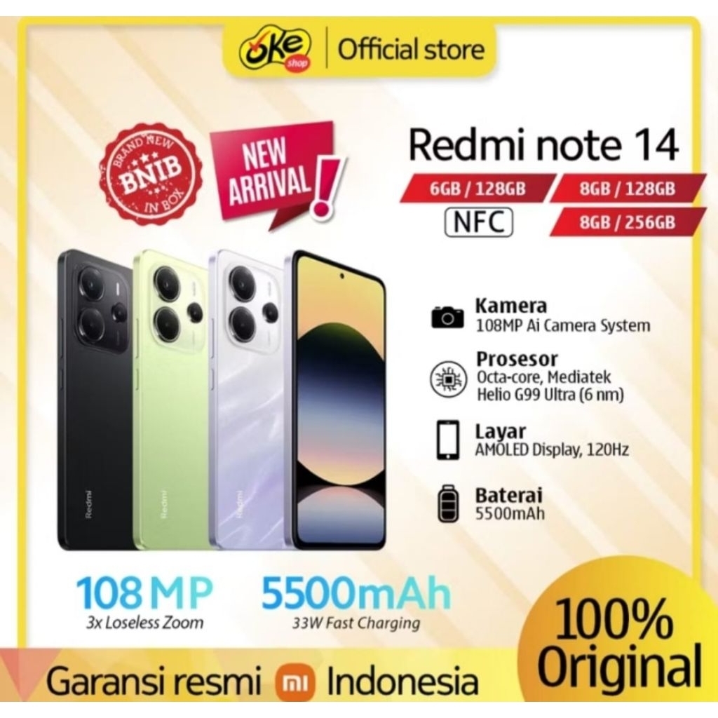 Xiaomi Redmi Note 14 5GB | Note 14 4G - Garansi Resmi Xiaomi