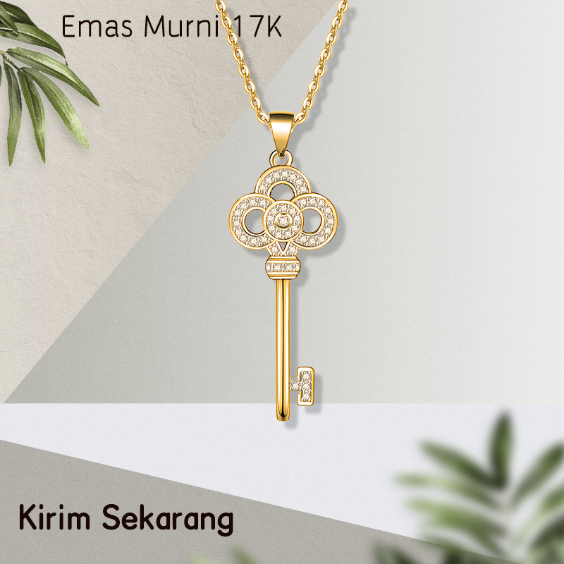 Kalung Wanita, Kalung Kunci Rantai Kerah Emas 17k, Kalung Liontin