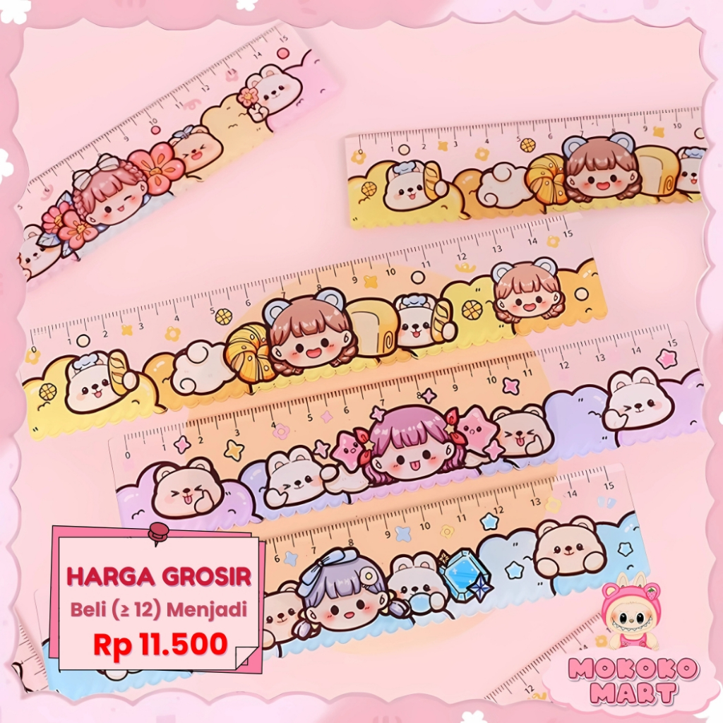 

MM Penggaris 15cm Mini Free Stiker Unik Cantik Edisi Doudou Sauce Girl Limited TLD88 Alat Tulis Set
