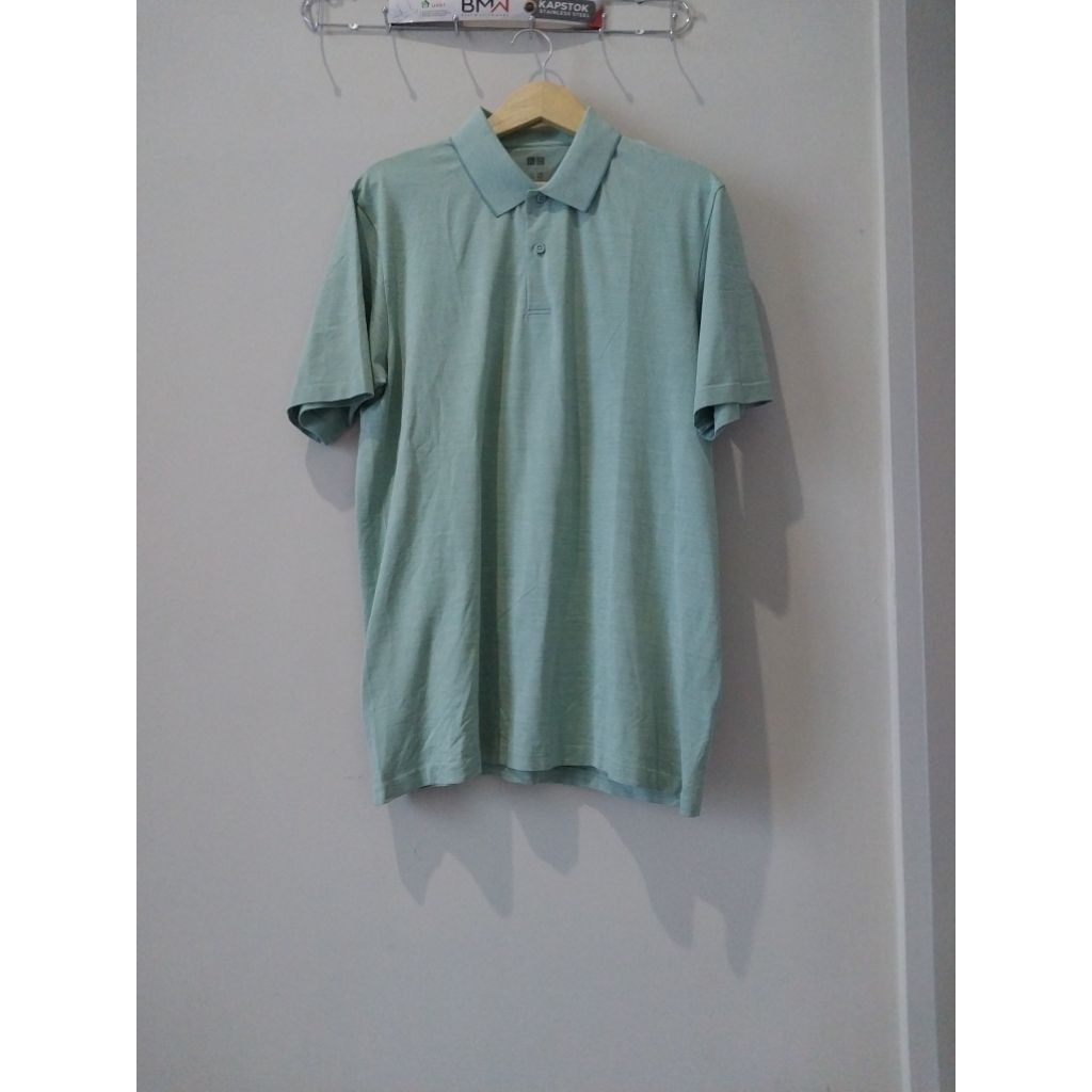 Uniqlo Polo Shirt Ex Dry Fit Odor Control Hijau Sage