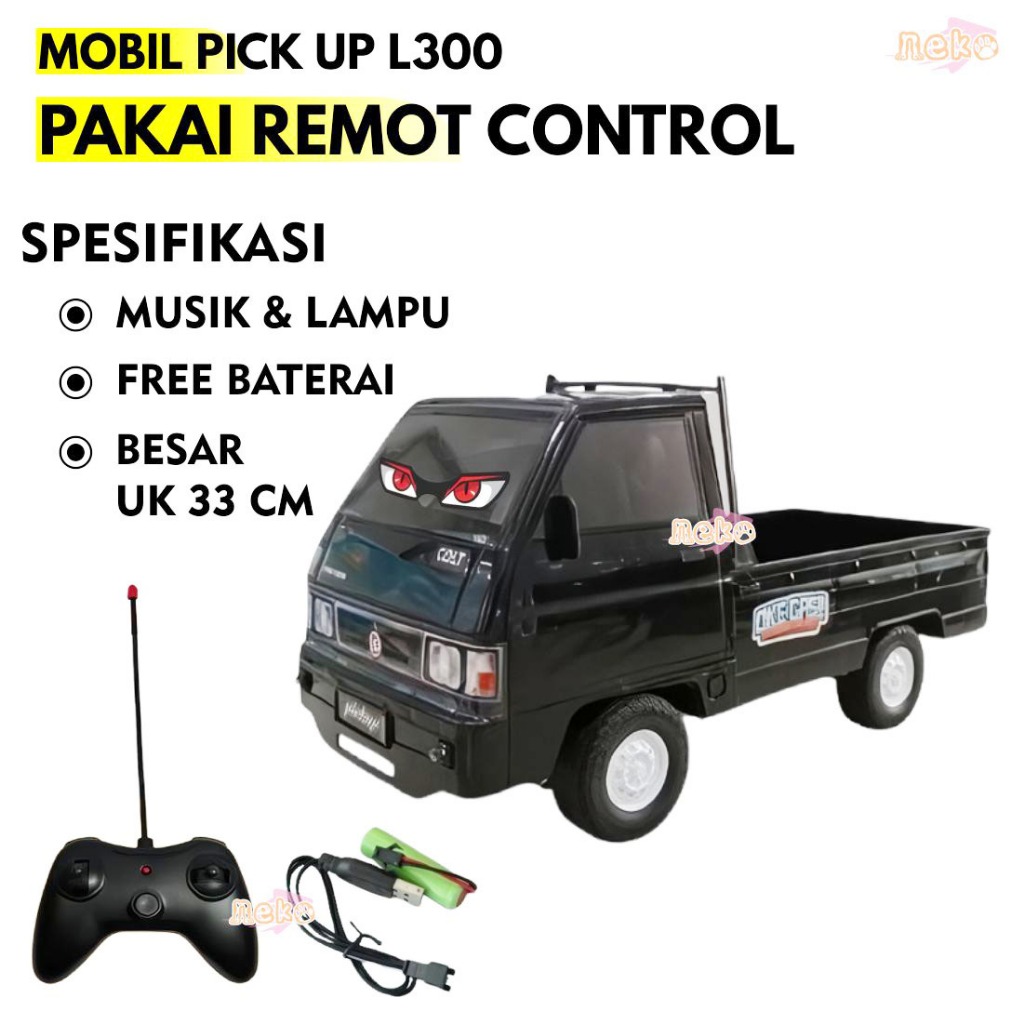 Mainan MOBIL PICKUP L300 Black Edition Remot Control dengan Musik Lampu