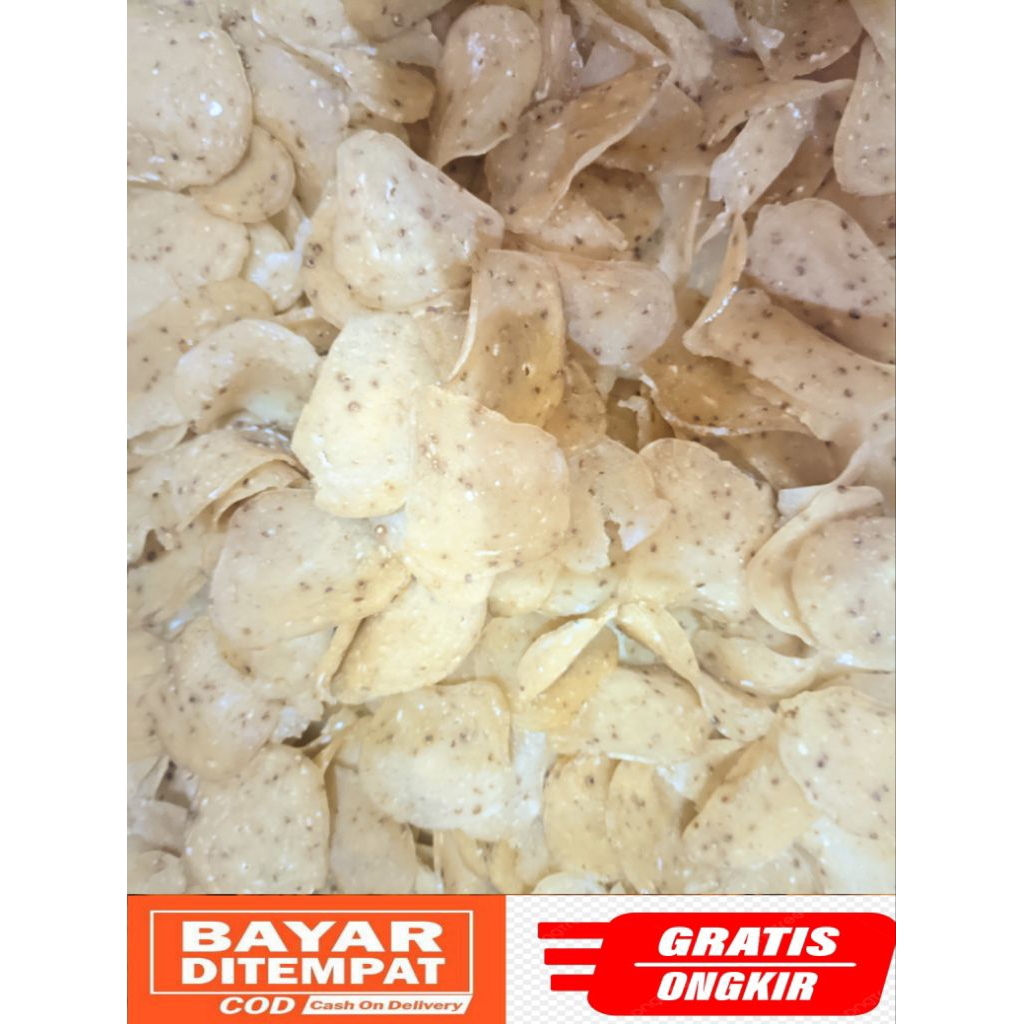 

kerupuk bawang mentah 1kg, gurih renyah, kerupuk bawang putih, kerupuk ketumbar
