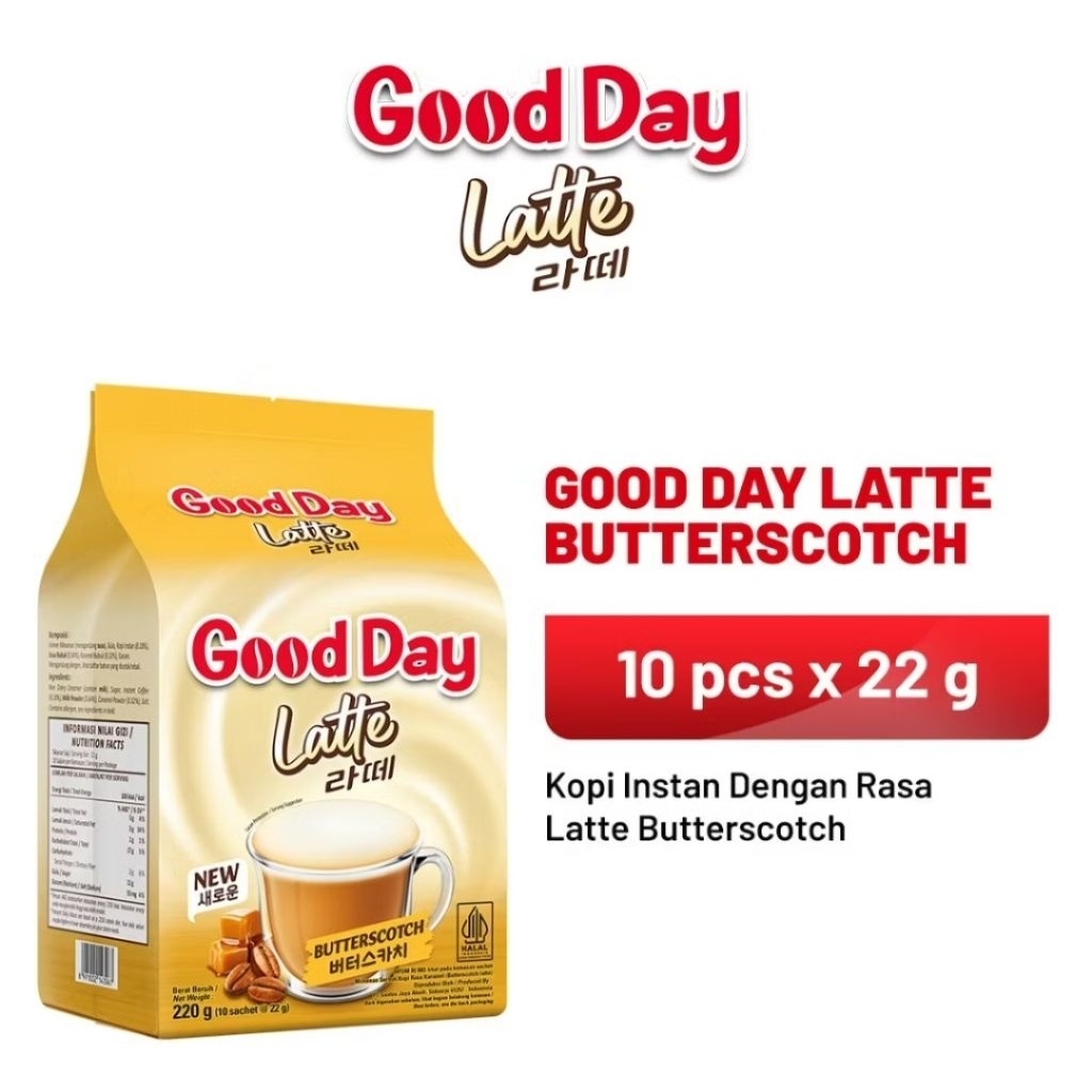 

GOOD DAY LATTE BUTTERSCOTCH 10PCS X 22GR