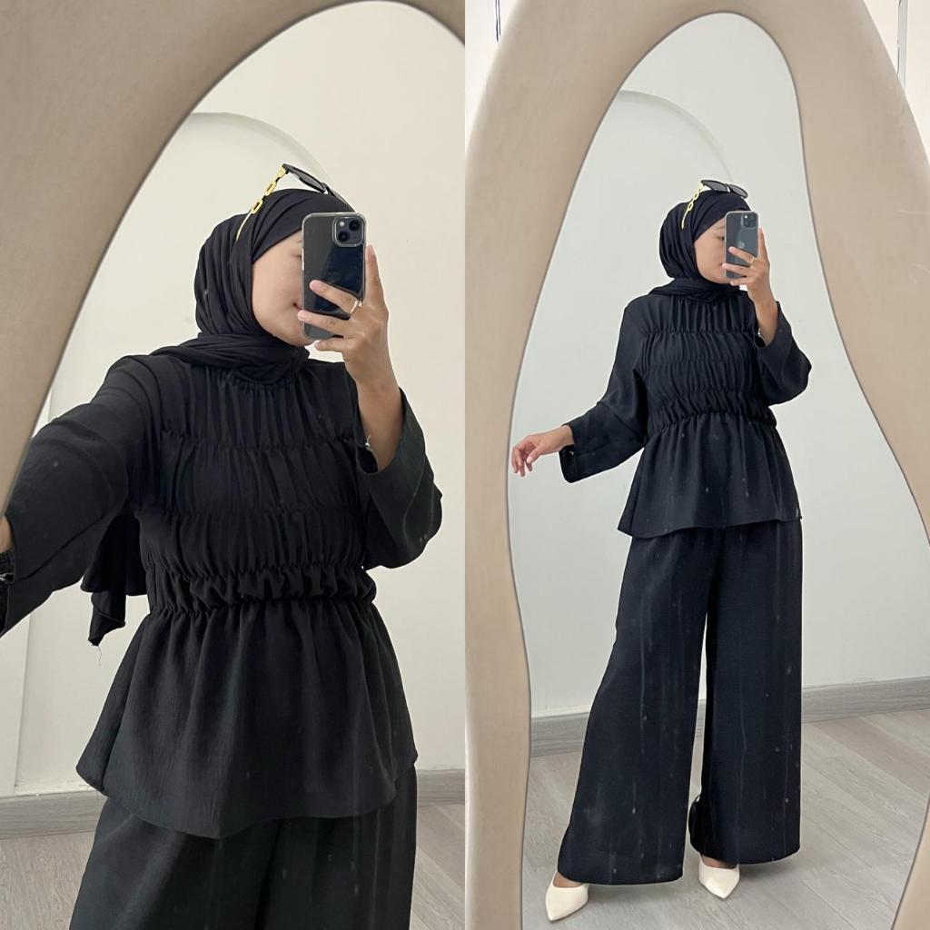 NEW BASMA SET SMOKE CRINKLE AIRFLOW LD 110 // ONE SET POLOS // SETELAN SMOKE WANITA // SET WANITA KE