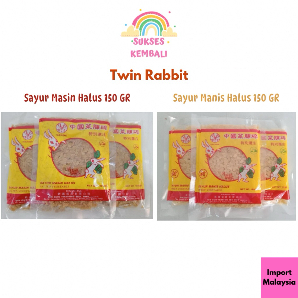 

Twin Rabbit, Cai Po, Sayur Manis Halus dan Sayur Masin Halus (Import Malaysia)