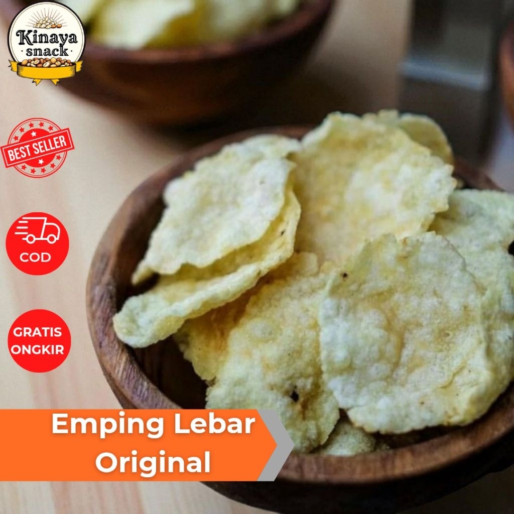 Emping Lebar Original Asin Gurih 250 Gram 500 Gram 1 Kg Cemilan Snack kiloan