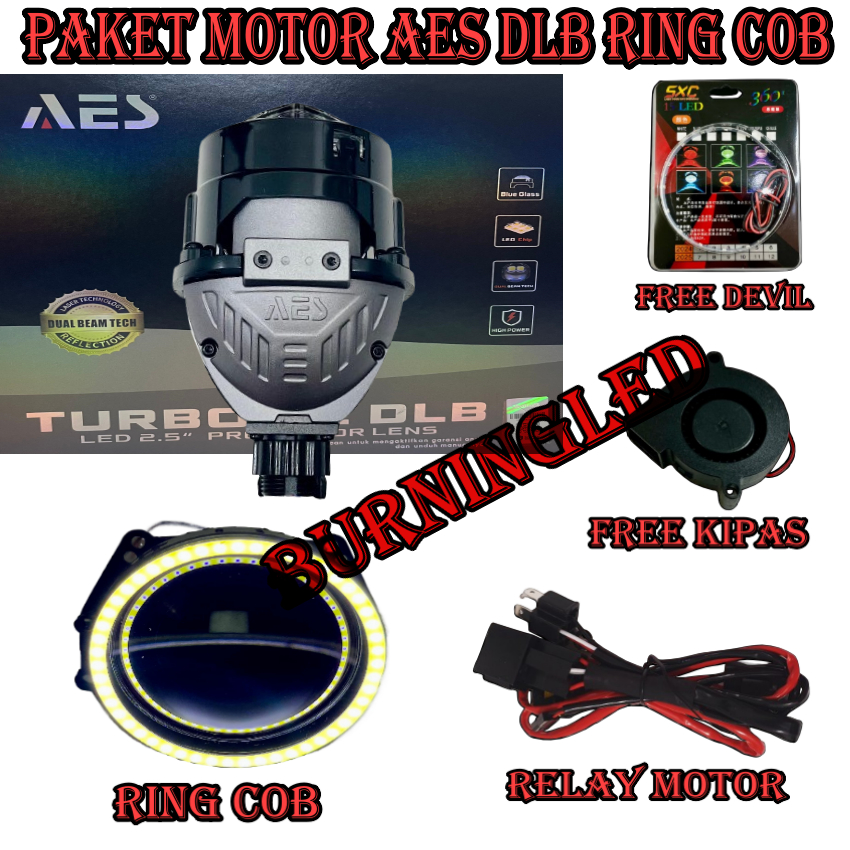 PAKET  MOTOR COB BILED DLB DOUBLE LASER 75 WATT ORIGINAL BILED AES PAKETAN RING COB 2,5 INCHI | BILE