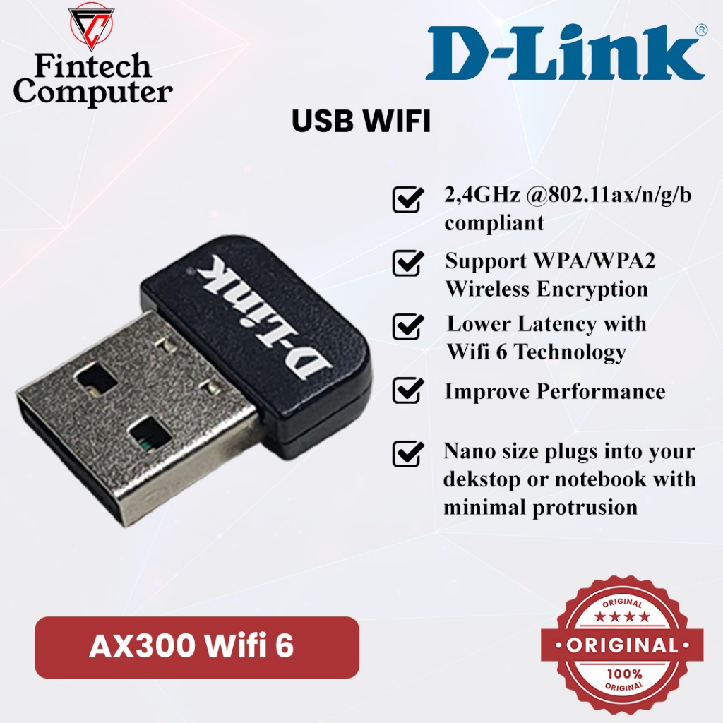 D-Link Dwa X300 Wireless Ax300 Wifi 6 Nano Dlink Usb Wifi Adapter / wireless adapter / USB wifi