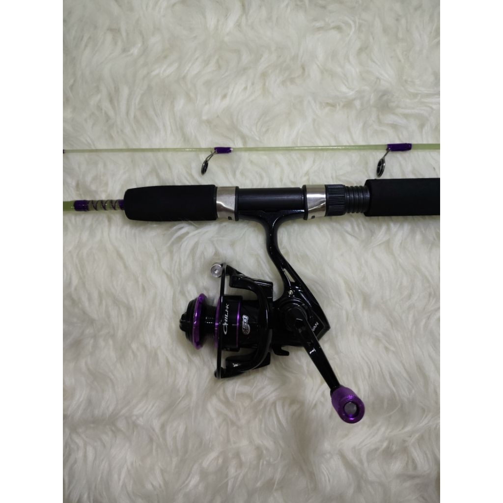 Set Pancing Udang Murah Joran Kobe Gamma Reel Swan Chilli k 500 Senar Uno kingkong 0.20mm Free Kail