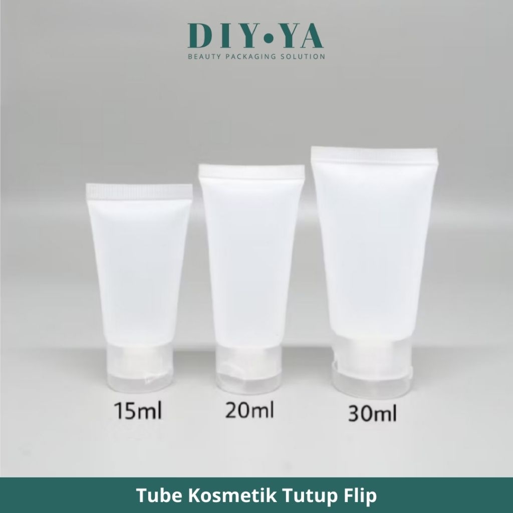 Tube kosmetik 15ml / 30ml / 50ml / 100ml  tutup flip frosted buram transparan