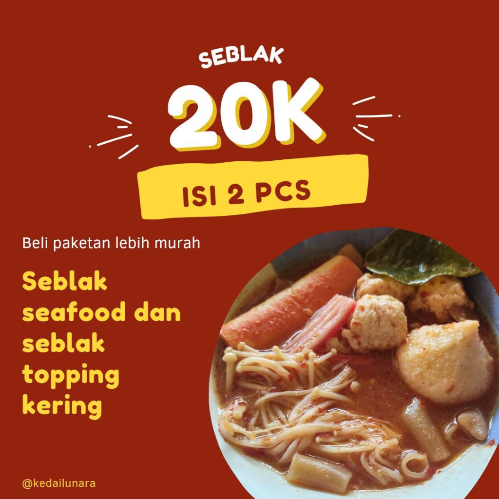 

Paket 2 pcs seblak kering dan seblak seafood