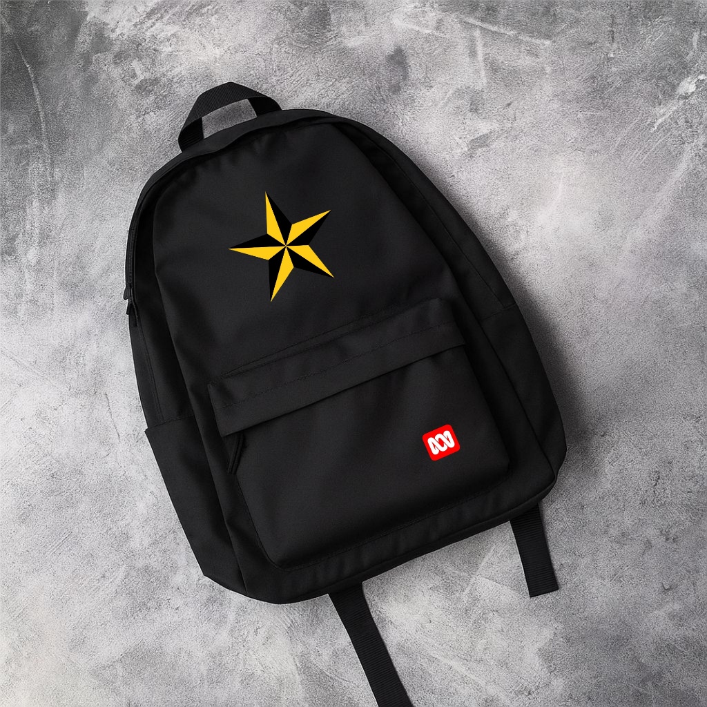 Tas Ransel Cowok Pelajar Sekolah Sd Smp Sma Motif Bintang Black Metal Backpack Fashion Anak