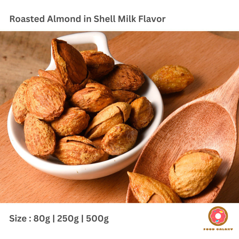 

Kacang Almond Panggang Milk Flavored/Roasted Almond in Shell Milk Flavored Oleh Oleh Haji Umroh 80g | 250g | 500g