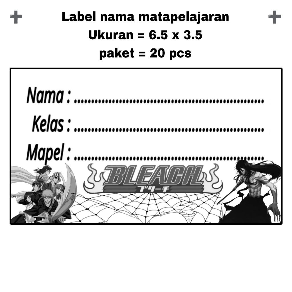 

Label nama mapel anime hitam putih 1 pack isi = 20pcs ukuran 6.5 x 3.5