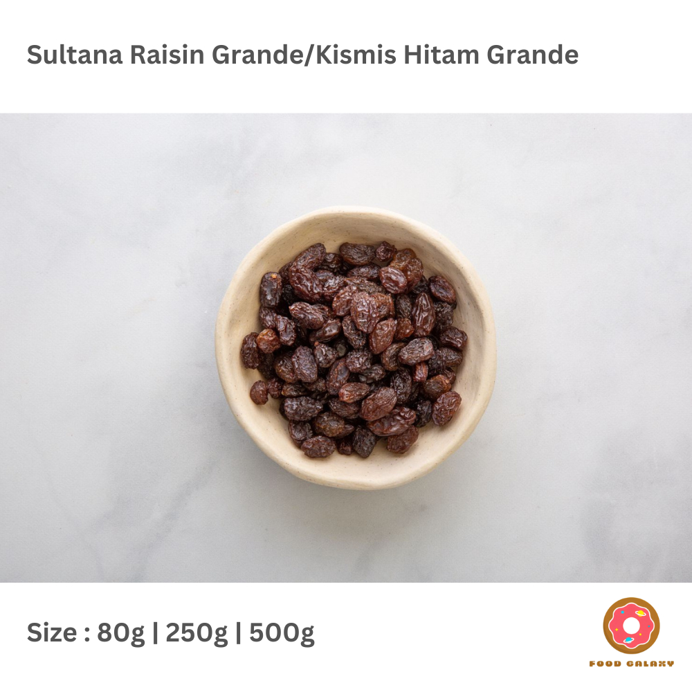 

Sultana Raisin Grande/Kismis Sultana Grande Dark Brown Seedless 80g | 250g | 500g