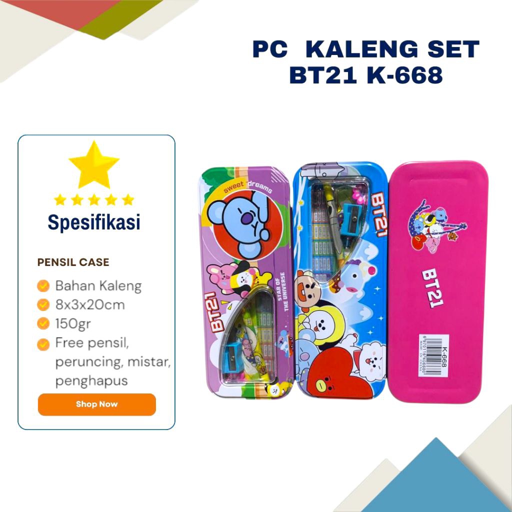 

Kotak pensil kaleng set BT21 K-668