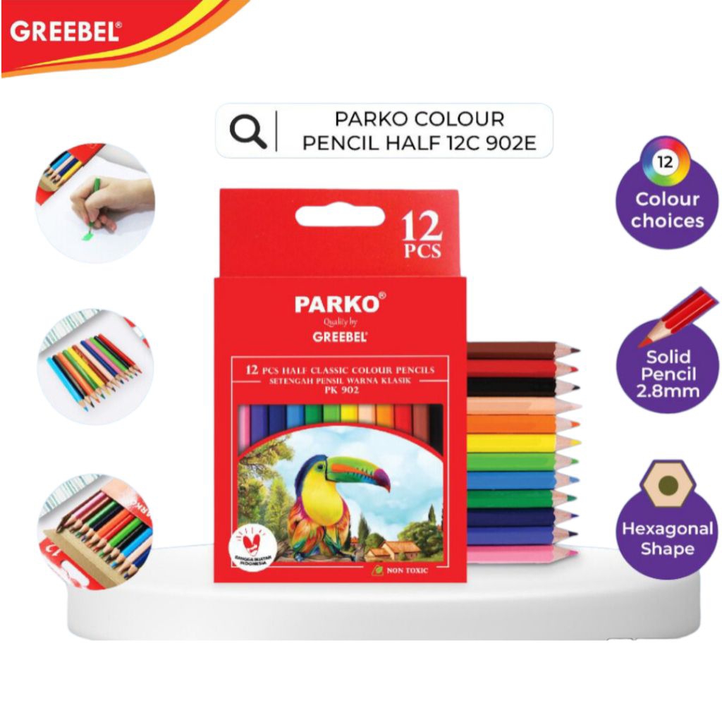 

Pensil warna pendek greebel parko 12 warna