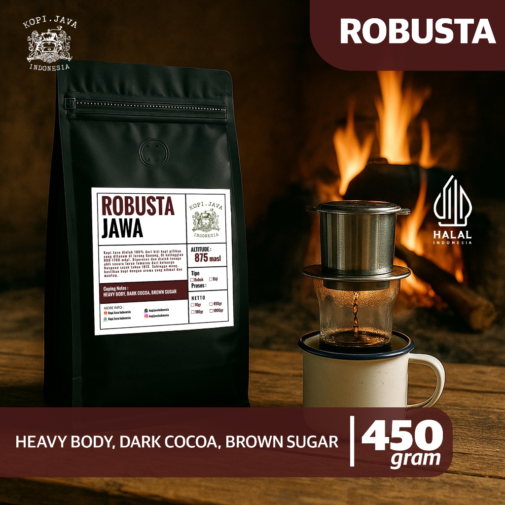 

Kopi Robusta Premium 450 gr Kopi Murni 100% TANPA CAMPURAN - KOPI JAVA INDONESIA